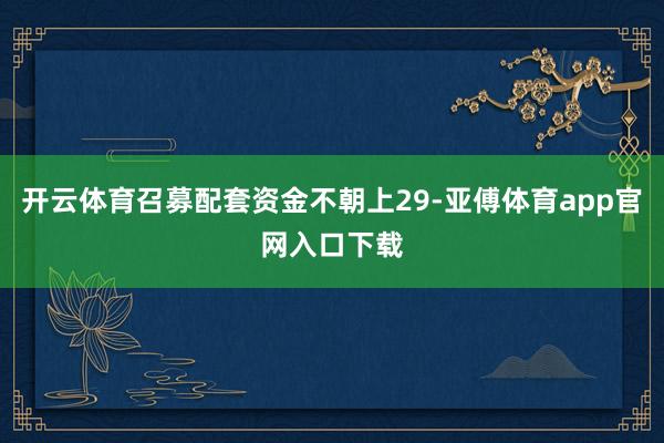 開云體育召募配套資金不朝上29-亞傅體育app官網(wǎng)入口下載